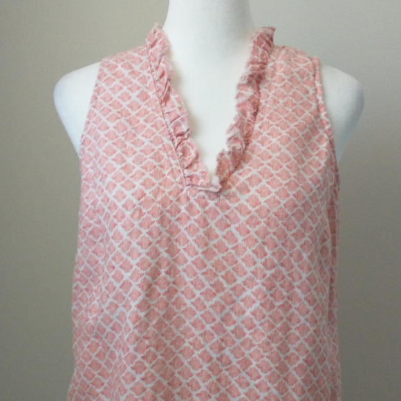 Tommy Bahama pink linen ikat ruffled dress XS - Picture 3 of 9